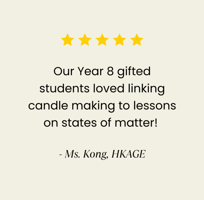 School collaboration workshop teaching gifted students the art of candle making.
